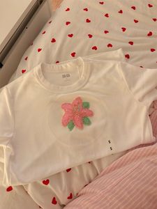 American Retro Beaded Letter Print Loose Men's and Women's High Street Casual Pure Cotton Trendy Short-sleeved <b>T</b>-<b>shirt</b> - Product Image 3