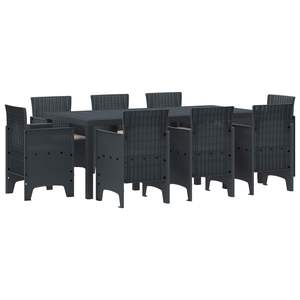 Ensemble de salle à manger de jardin en polypropylène anthracite, 9 pièces - Product Image 1