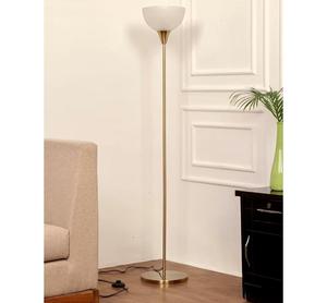 Modern Brass Floor Lamp White Glass Dome Shade Large Warm <b>Light</b> Residential Use - Product Image 1
