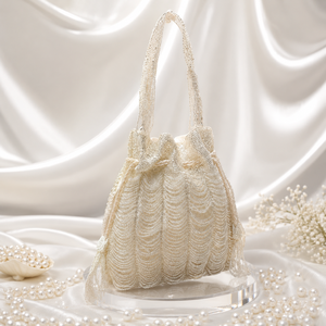 Sac Potli Perlé Doré et Argenté pour Femme, Pochette de Mariage et de Fête, Sac à Main Fait Main avec Cordon de Serrage, Ensemble de Sacs Ethniques pour Dames - Product Image 4
