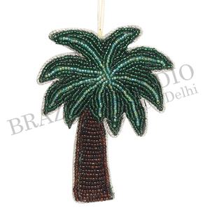 Brazeal Studio - Ornements de Noël faits main en velours et satin, écologiques, brodés de perles, personnalisés, 4 pouces (10 cm), dorés, fabriqués en usine - Product Image 3