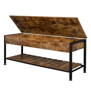 Industrial <b>Metal</b> Frame RT Lift Top Shoe Storage <b>Bench</b> for Entryway Dining Room Hallway Living Room Coat Stand - Product Image 5