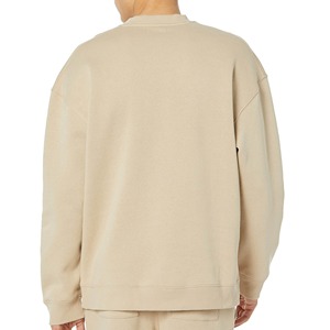 <b>Men's</b> Beige Crew Neck Sweatshirt Regular Fit Knitted Cotton <b>Pullover</b> Casual Autumn Wear - Product Image 2