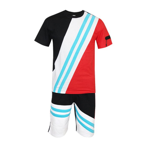 ชุดเสื้อยืดและกางเกงขาสั้นสตรีทแวร์คุณภาพสูงสำหรับผู้ชาย ฤดูร้อน โลโก้สั่งทำได้ เป็นมิตรกับสิ่งแวดล้อม ระบายอากาศได้ดี ผ้าฝ้ายถักนิตเนื้อนุ่ม 100% - Product Image 1