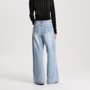 Skinny Fit High Waist Plus Size Women's Straight-leg Denim Jeans High Quality Vintage Casual Eco-Friendly Nylon/Cotton - Product Image 6