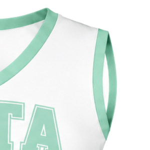 Haut d'uniforme de cheerleading vert menthe sans manches, col en V, tenue de performance de danse, vêtements de sport athlétiques pour équipe, tenue de compétition - Product Image 3