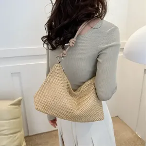 Bolso de Paja Trenzado Hecho a Mano, Gran Capacidad, Bolso de Hombro de Verano para Playa, Bolso de Moda para Mujeres y Niñas, Bolso Tote de Ratán Tejido para Damas - Product Image 5