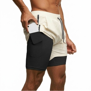 Custom Reflective Logo Jogging Sports Shorts Elastic Waist Plain Dyed Anti Wrinkle Running Gym Shorts With Pockets Liner - Product Image 1