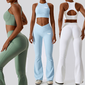 Ensemble de vêtements de sport pour femmes, 2 pièces, sans couture, col halter, col roulé, yoga, séchage rapide, respirant, spandex/polyester, longueur intégrale - Product Image 6