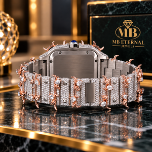 Reloj de Diamantes de Lujo MB ETERNAL JEWELS, Cuadrado, Aleación, 41 mm, Cristal de Zafiro, Analógico, Números Romanos, Movimiento de Cuarzo, Cierre de Joyería - Product Image 3