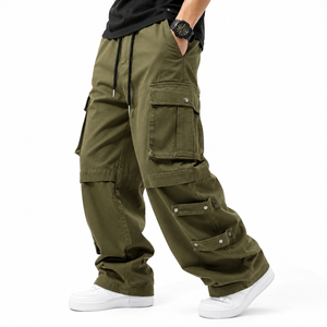 Premium Men's Baggy <b>Cargo</b> Pants Streetwear Multi-Pocket Tactical Trousers Techwear Hip Hop Loose Fit Joggers Outdoor Sweatpants - Product Image 1