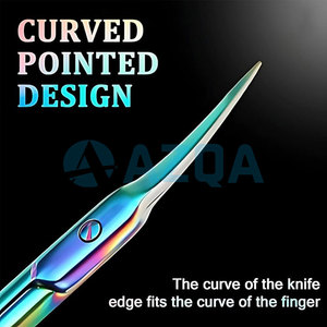 Tijeras Profesionales para Cutículas de Acero Inoxidable con Recubrimiento de Titanio Multicolor y Cuchillas Curvas Ultra Afiladas - Product Image 5