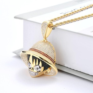 Collier pendentif plaqué or style Hip Hop, forme de dessin animé mignon avec moissanite glacée, idéal pour cadeau de fête ou bijou. - Product Image 3