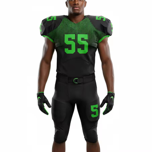 ชุดยูนิฟอร์มอเมริกันฟุตบอลคุณภาพสูง OEM ผลิตจากโพลีเอสเตอร์ 100% ไซส์ใหญ่ ปรับแต่งหมายเลขผู้เล่นได้ ชุดกีฬาทีม พร้อมลายพิมพ์แบบ Sublimation เต็มตัว - Product Image 1