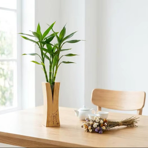 Florero de Madera Moderno, Minimalista, Porta Flores de Madera Natural Hecho a Mano, Macetero Decorativo Elegante, Centro de Mesa para el Hogar - Product Image 1