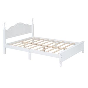 Letto matrimoniale in legno stile retrò con finitura bianca e supporto a doghe in legno - Product Image 4