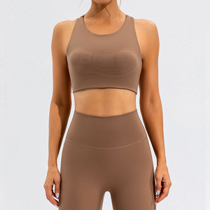 European American <b>Cross</b>-Border High-Waisted 2-Piece Yoga Set Slimming Fitness Clothing Solid Print Breathable Sweat-Wicking - Product Image 1