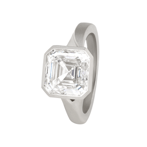 แหวนเพชรทรง Asscher 3 กะรัต ผลิตในห้องปฏิบัติการ ได้รับการรับรองจาก IGI ตัวเรือนทองคำขาว 14K แท้ สำหรับผู้หญิง ดีไซน์หรูหรา ขอบด้านแบบด้าน ฝังเพชรแบบ Bezel - Product Image 5