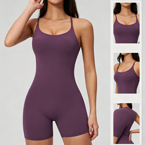 Women's High Waist Sleeveless Spaghetti Strap Jumpsuit Solid Color Tummy Control <b>Shapewear</b> Skinny Fit Yoga <b>Bodysuit</b> - Product Image 1