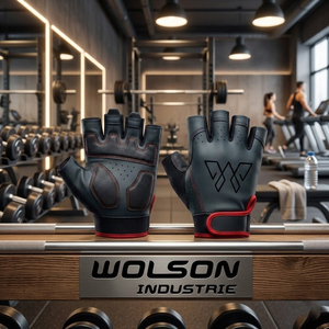 Half <b>Finger</b> Gym Workout Gloves Breathable Stretch Grip <b>Support</b> for Fitness Weightlifting and Exercise Training Activities. - Product Image 4