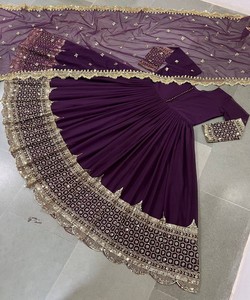 VESTIDO DE DISEÑADOR CON BORDADO DE GEORGETTE Y LENTEJUELAS CON DUPATTA 84861 MORADO - Product Image 2
