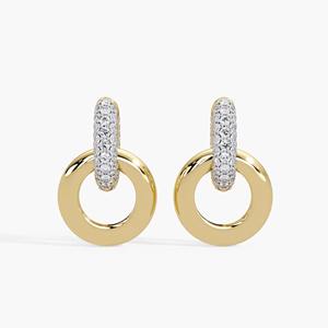 Pendientes de Aro de Lujo en Oro de 14K con Diamantes de Laboratorio Entrelazados de 1 Ct, Convertibles a Huggies con Pavé, Joyería Fina Minimalista, Regalo para Fiestas - Product Image 5