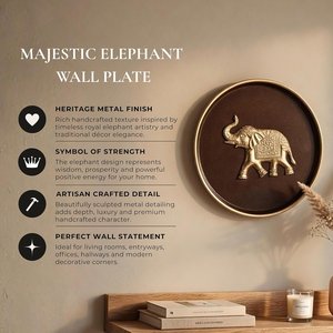 Plaque murale en métal en forme d'éléphant, marron café et or, décorative, 8,4 pouces - Product Image 4