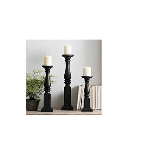 Support de bougie pilier en bois rond fait main pour mariage, événement festif, support de bougie chauffe-plat tendance pour décoration de table à la maison - Product Image 3