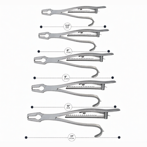 Juego de 5 Pinzas Quirúrgicas Manuales para Sujeción de Huesos, 5.5" y 17", con Dientes 2x2 y Mecanismo de Trinquete - Product Image 1