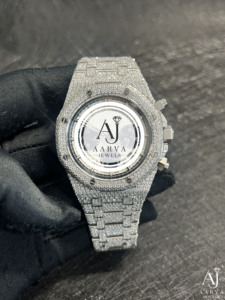 AARVA JEWELS นาฬิกาข้อมือผู้ชายสุดหรูสแตนเลสสตีล โมอิสซาไนต์ โครโนกราฟ 43 มม. ระบบอัตโนมัติ หน้าปัดคริสตัลแซฟไฟร์ สายแบบ Tang - Product Image 1