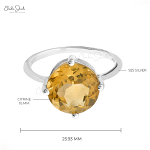 3.86 CTW November Birthstone Solitaire <b>Ring</b> Natural <b>Citrine</b> Gemstone Proposal <b>Ring</b> for Her High Polish 925 Sterling Silver <b>Ring</b> - Product Image 2