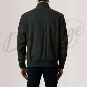 Blouson bomber vert olive pour homme, léger, décontracté, coupe slim, coupe-vent, en toile de coton, style Harrington - Product Image 3