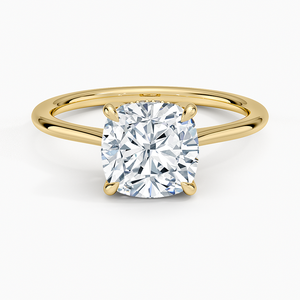 Bague solitaire en moissanite taille coussin or rose avec halo caché - Product Image 1