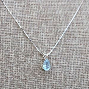 Collier pendentif poire en aquamarine, or rose, argent sterling 925, élégant, pierre précieuse en forme de larme, bijoux de luxe pour mariage, fête, cadeau - Product Image 3