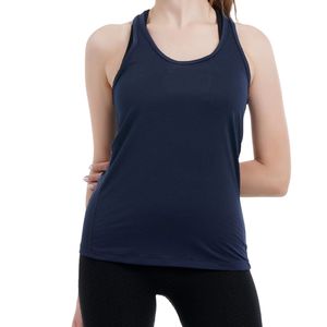 Camiseta Deportiva Personalizada para Mujer, Color Azul Oscuro, Estilo Racerback, Sin Mangas, para Gimnasio, Fitness, Running, Yoga, Transpirable, de Secado Rápido y Elástica - Product Image 4
