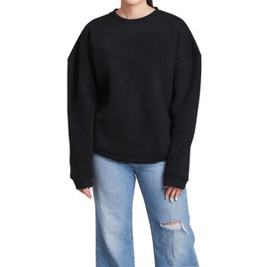Sweat-shirt pour femme 100% coton, couleur unie, écologique, respirant, coupe ajustée, pull d'hiver - Product Image 1