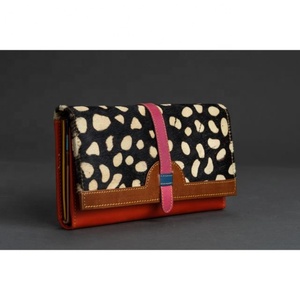 Women's Genuine Leather Clutch Wallet RFID Anti-Theft Zipper Bohemian Style with Real Hair Fashionable Lady Accessory - Product Image 3