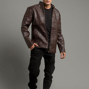 Chaqueta de Cuero Personalizada a la Moda para Hombre, Estilo Urbano, Impermeable y Resistente al Viento, con Cuello Alto, para la Temporada de Invierno - Product Image 5