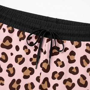 Unisex Leopard Print <b>Shorts</b> Dolphin Style Pink Cheetah Print Athletic Gym Running Mixed Martial Arts Drawstring Custom Logo OEM - Product Image 4