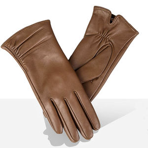 Gants de vélo en cuir, longueur poignet, thermiques, non doublés, style uni, compatibles écran tactile, pour usage quotidien en hiver, sport et soirées - Product Image 2