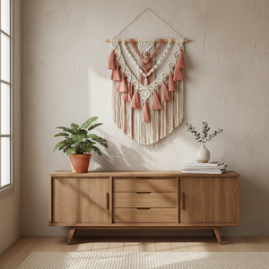 <b>Boho</b> Macrame <b>Wall</b> <b>Hanging</b> Tapestry Cotton Rope Geometric Tassel <b>Wall</b> Decor for Bedroom Living Room Nursery 18 x 30 inches - Product Image 4