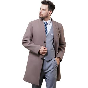 Abrigo Largo de Lana para Hombre 2025, Corte Entallado, Abrigo de Invierno con Decoración de Botones, Exterior de Cachemira y Relleno de Algodón - Product Image 4