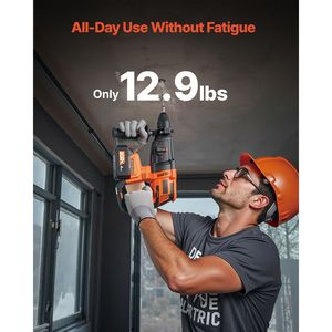 Trapano a percussione rotativo a batteria 20V Brushless, leggero, agli ioni di litio, con attacco SDS Plus da 1.1 pollici, kit di utensili elettrici con cavo - Product Image 3