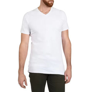 T-shirts col en V pour hommes en gros – Nouvelle collection, manches courtes, haute qualité, unis, vierges, personnalisables, 100 % coton tricoté - Product Image 4