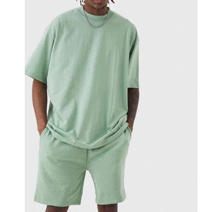 Ensemble 2 pièces pour homme, été, respirant, t-shirt à manches courtes avec short en coton, vêtements de sport décontractés, vente en gros - Product Image 1