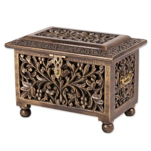 Caja de Joyería de Madera de Mango Tallada a Mano con Incrustaciones de Latón |   Venta al por mayor desde India - Product Image 3