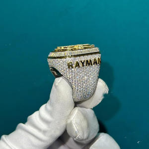 Anillo Champion de Plata de Ley 925 con Baño de Rodio, Clúster Completo de Moissanita, Estilo Hip Hop, Personalizado, Regalo de Aniversario de Bodas - Product Image 6