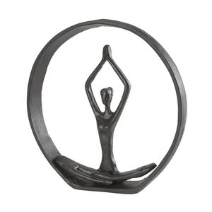 Minimalist Metal Bookend With Reading <b>Figure</b> Sculpture Circular Design Handmade Artistic Decor For Living Room Tabletop - Product Image 3