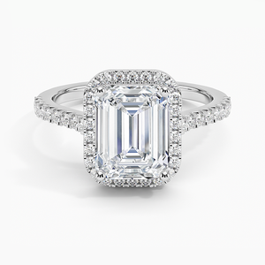 Bague BOJ 08 en argent 925 avec coupe émeraude, ornée d'un halo de diamants Odessa, 2 carats, couleur D, VVS1, moissanite certifiée GRA, prix bas - Product Image 1