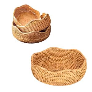 Premium Eco-friendly Handmade Wicker Rattan <b>Bread</b> <b>Basket</b> / Tray Organizer PHU HAO Vintage Circle Multifunction Storage <b>Basket</b> - Product Image 1